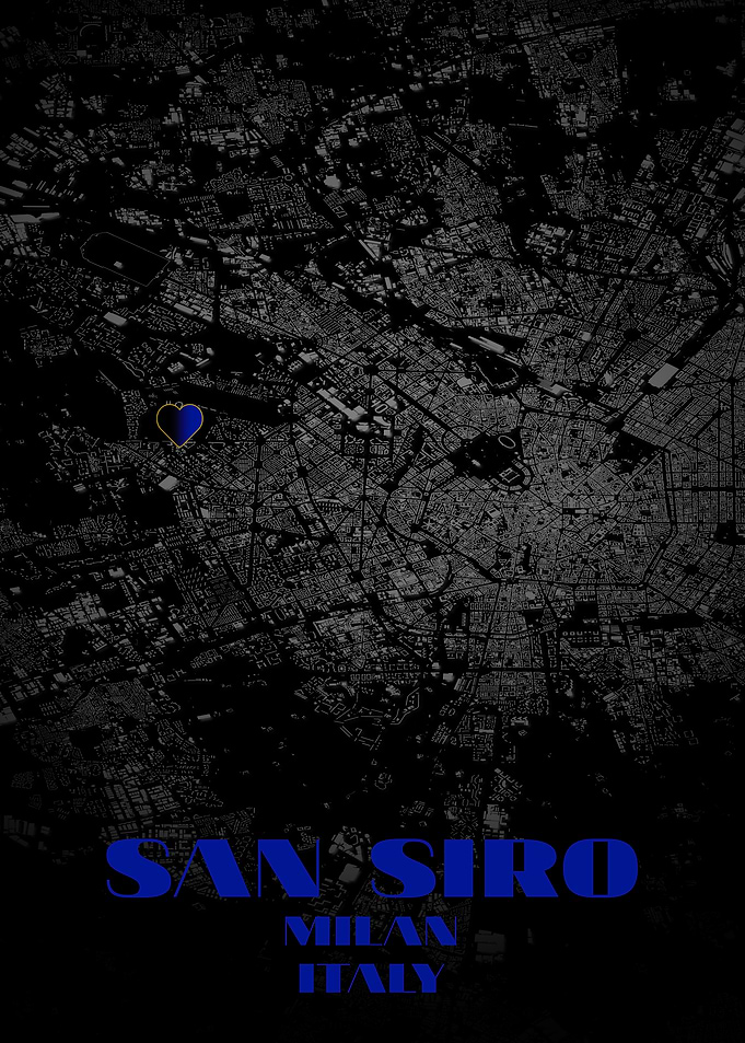 San Siro, Milan, Italy Map Art