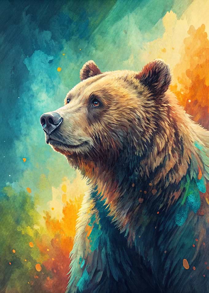 Watercolor Bear Portrait