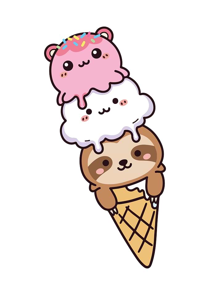 Cute Ice Cream Cone with Animals