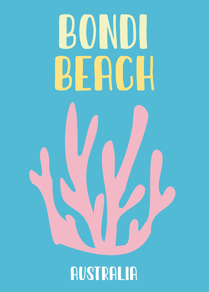 Bondi Beach Australia Minimalist Travel Poster