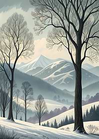 Winter Landscape with Bare Trees