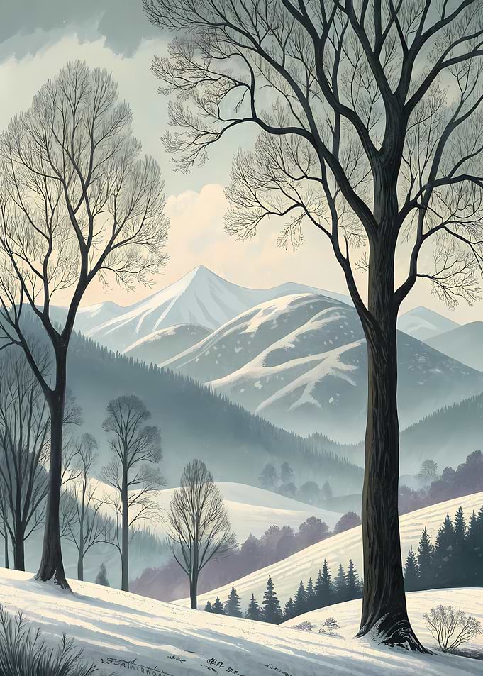 Winter Landscape with Bare Trees