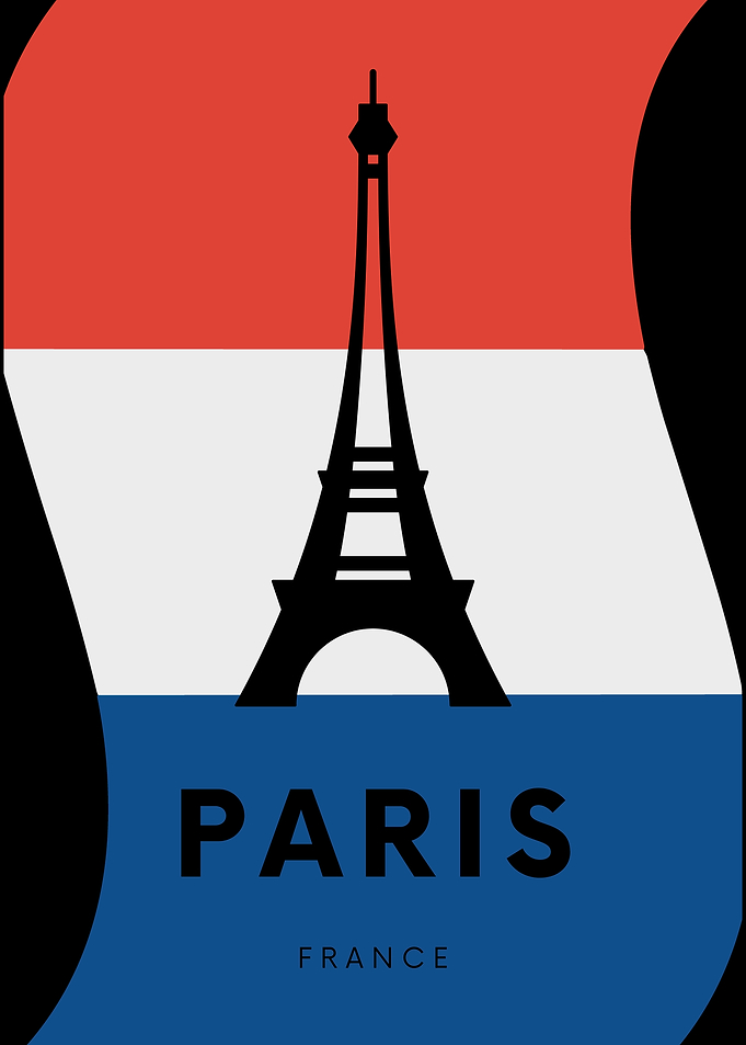 Paris Eiffel Tower French Flag Minimalist Metal Print