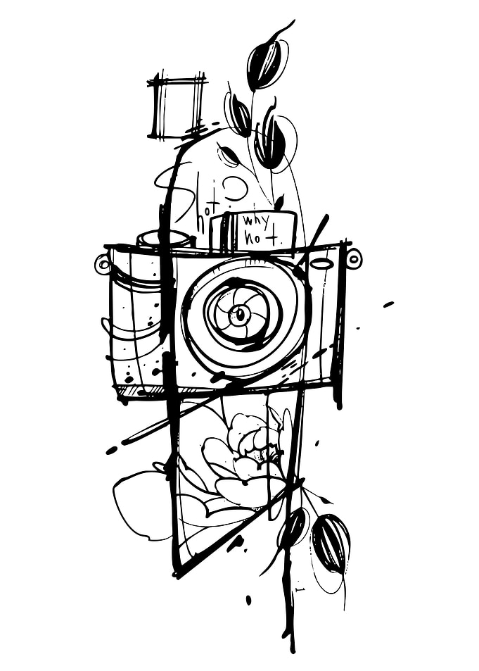 Camera and Floral Sketch