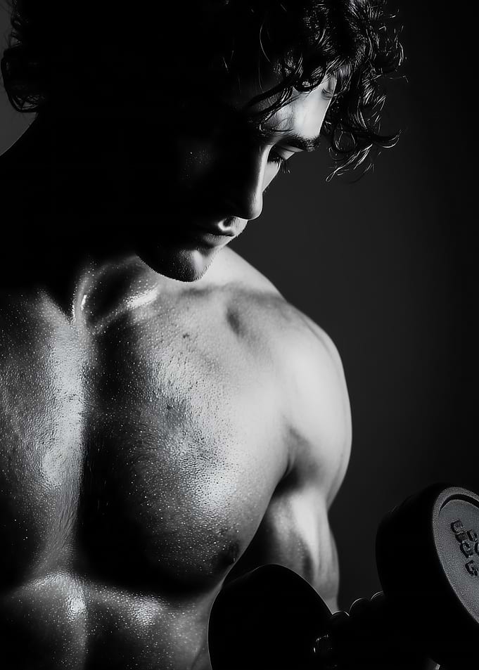 Monochrome Man Lifting Dumbbell