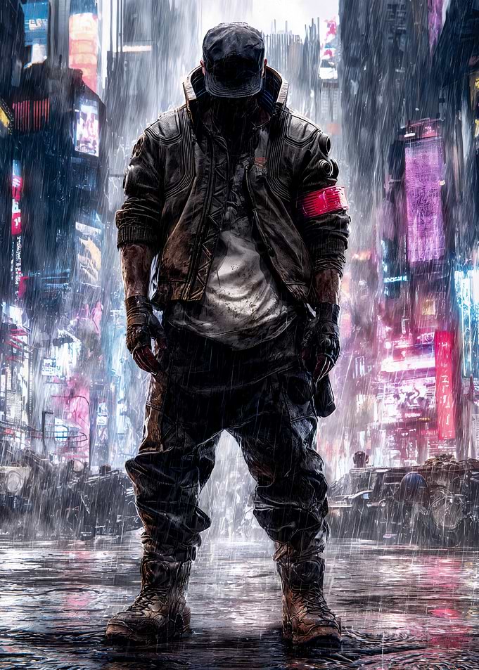 Cyberpunk Cityscape in the Rain