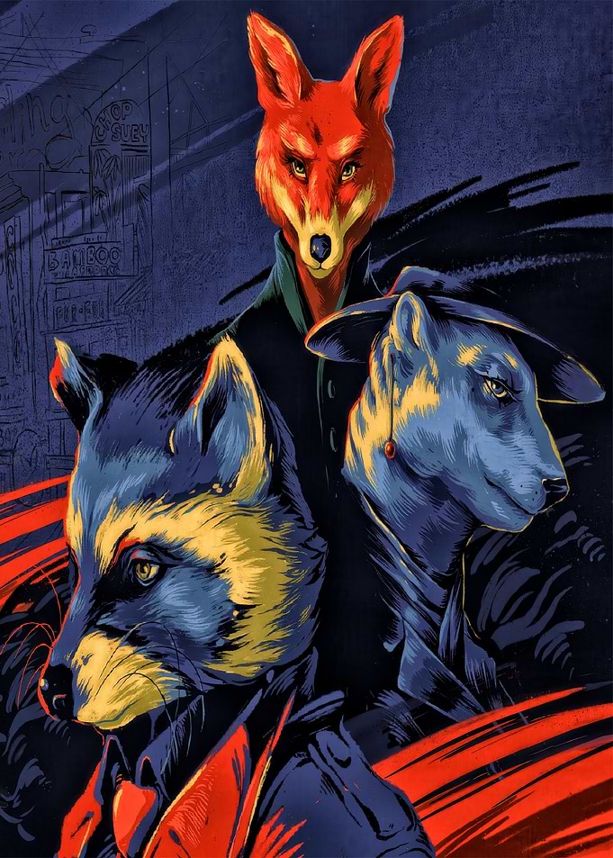 Foxes in Suits Illustration