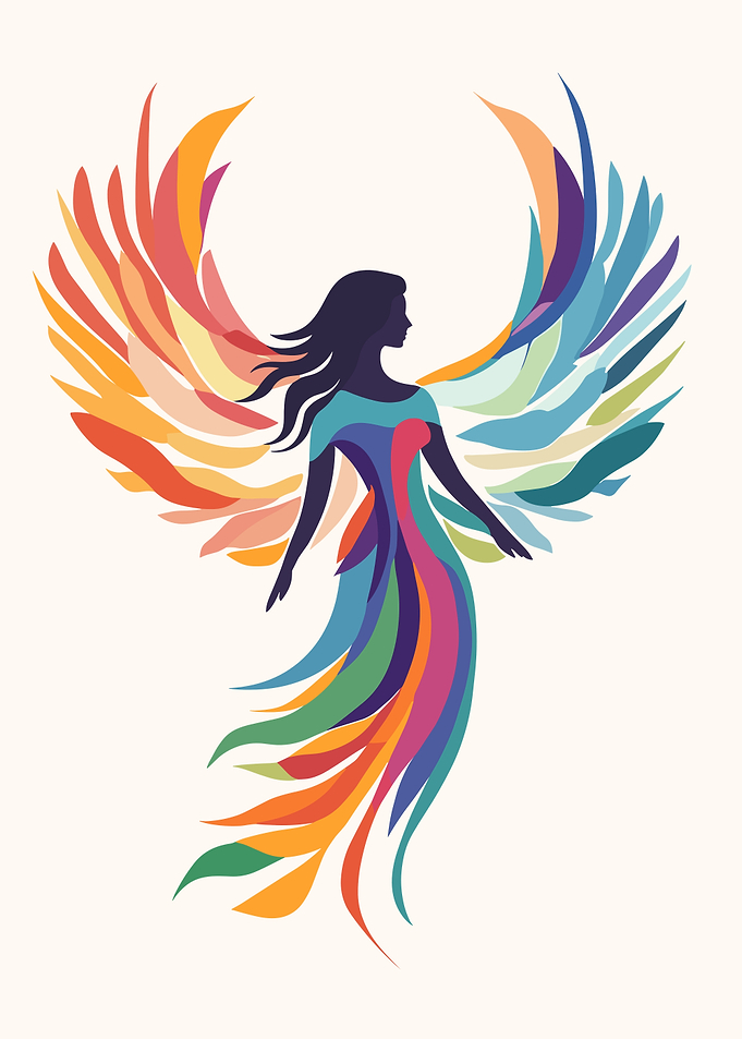 Colorful female angel illusrtation