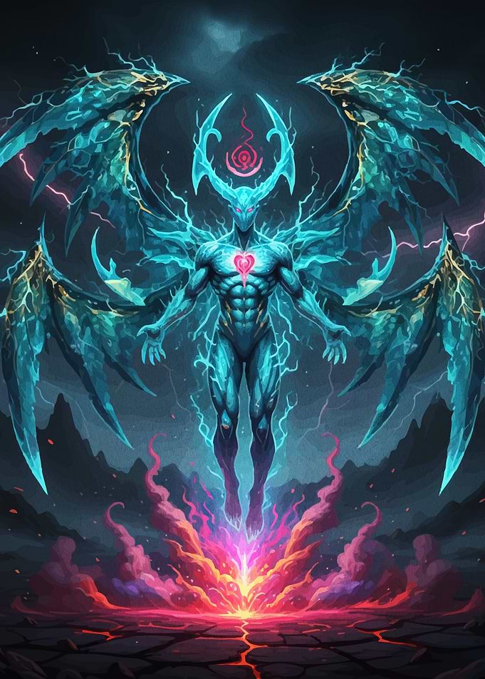 Winged Figure Heart Symbol