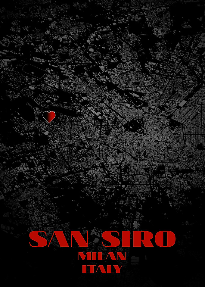 San Siro, Milan, Italy Map Art