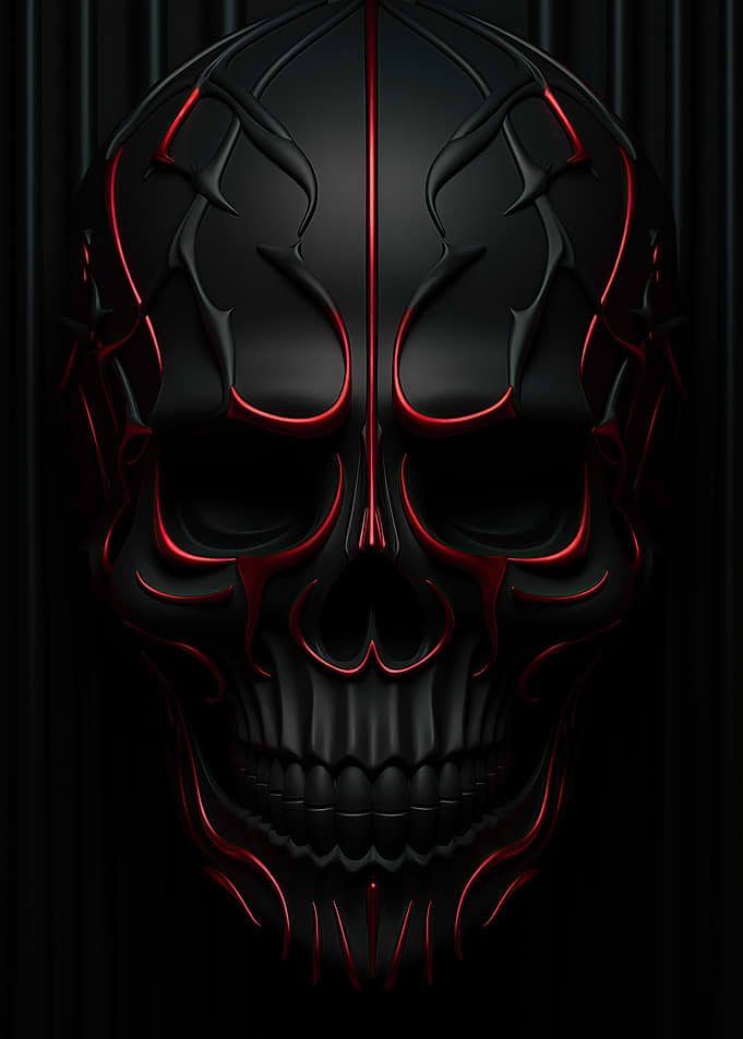 Black Skull with Red Accents