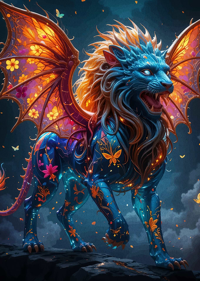 Winged Lion Fantasy Creature