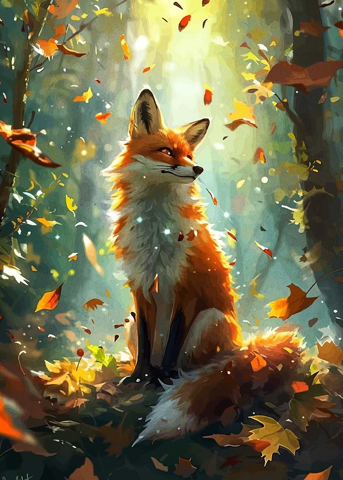 Fox in Autumn Forest