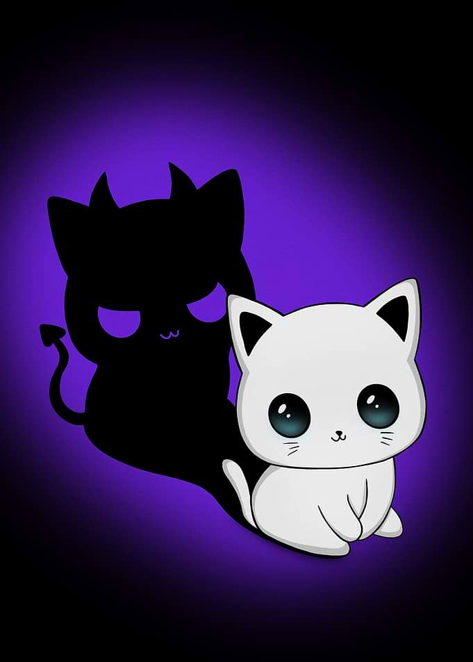 Cute Cat with Devil Shadow