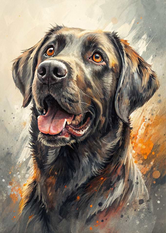Watercolor Portrait of a Labrador Retriever