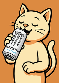 Cat drinking Monster Energy drink