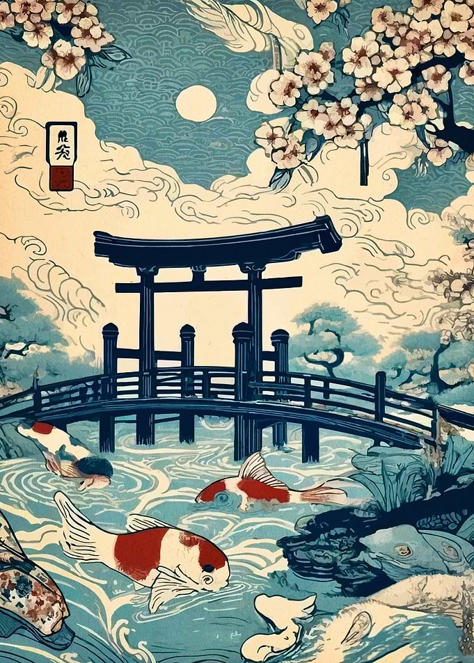 Japanese Garden with Koi Fish