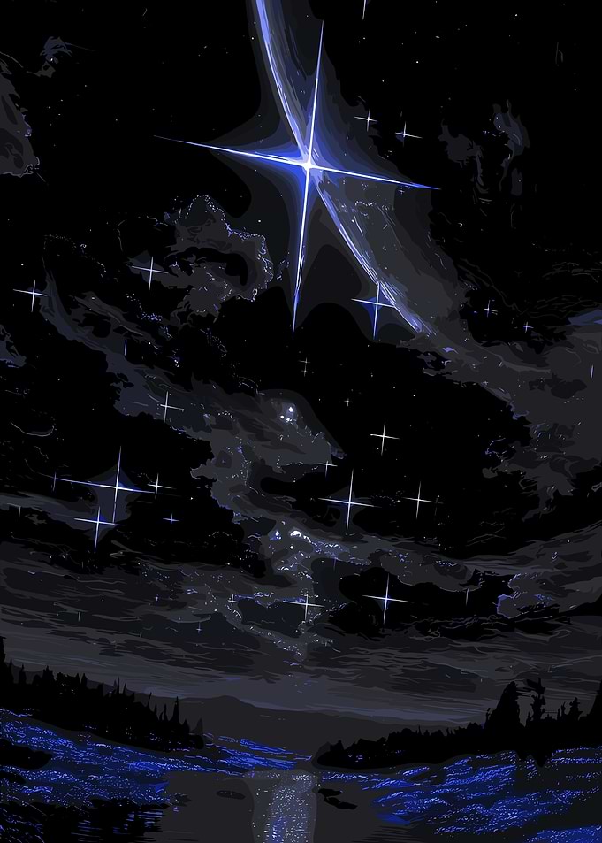 Night Sky with Stars and Water