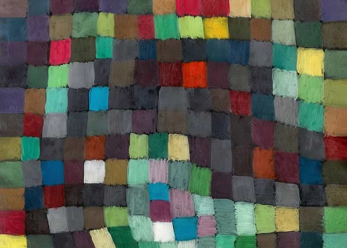 Abstract Colorful Square Grid Painting, paul klee