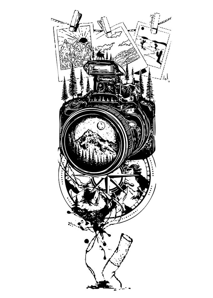 Camera, Nature, and Travel Illustration