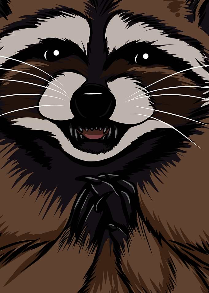 Cartoon Raccoon with Clasped Hands