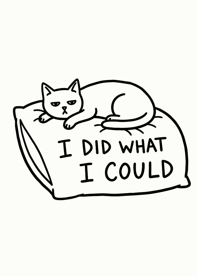 Cat on Pillow - I Did What I Could