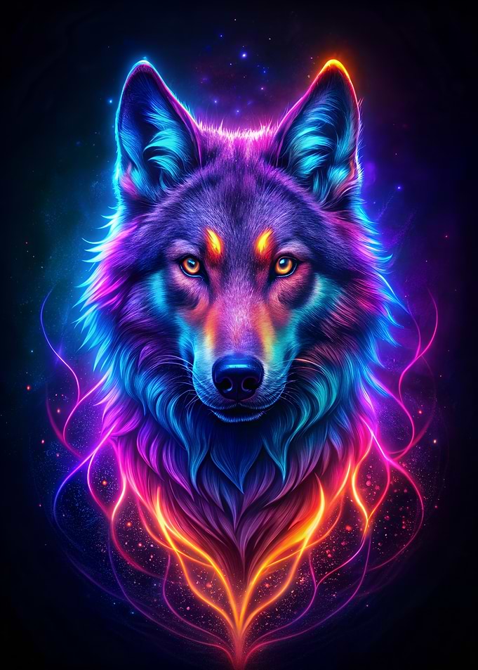 Neon Wolf Portrait