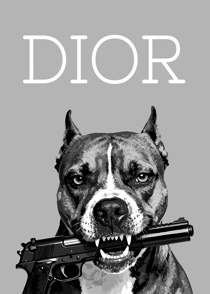 Dog with Gun - DIOR Parody