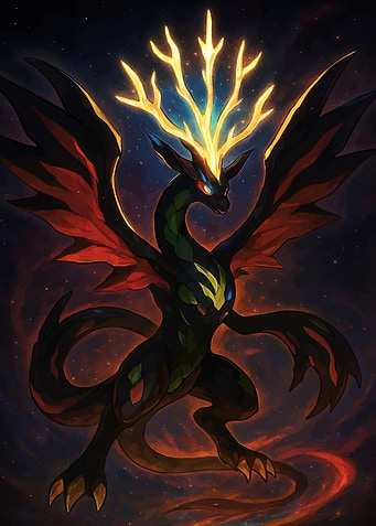 Majestic Dragon Glowing Antlers