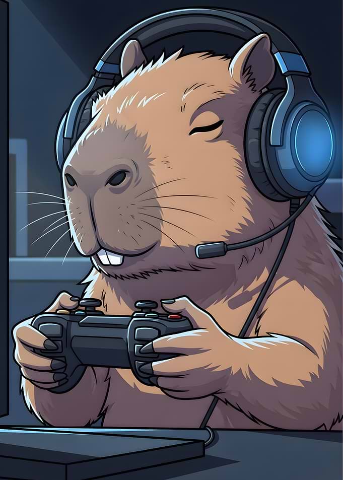 Capybara Gamer with Headset