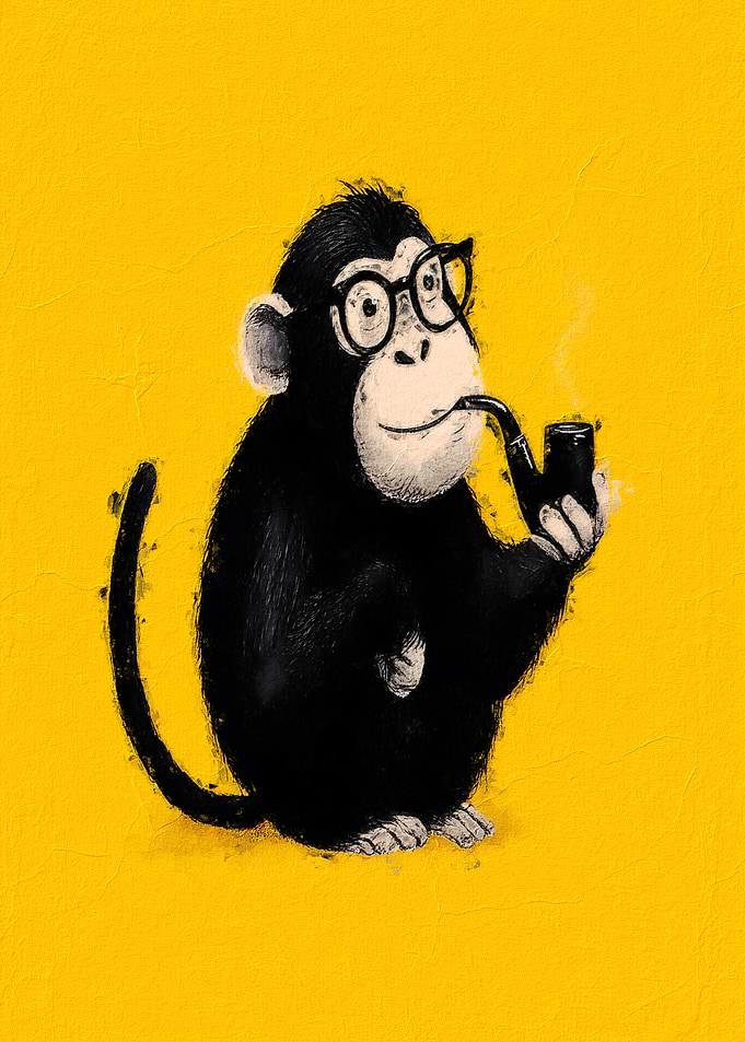 Monkey with Glasses and Pipe