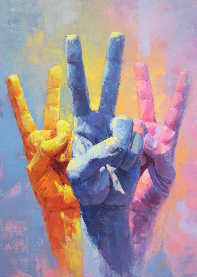 Colorful Peace Sign Hand Painting