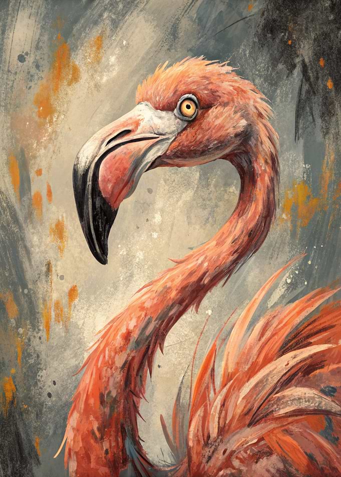 Flamingo Portrait Digital Art