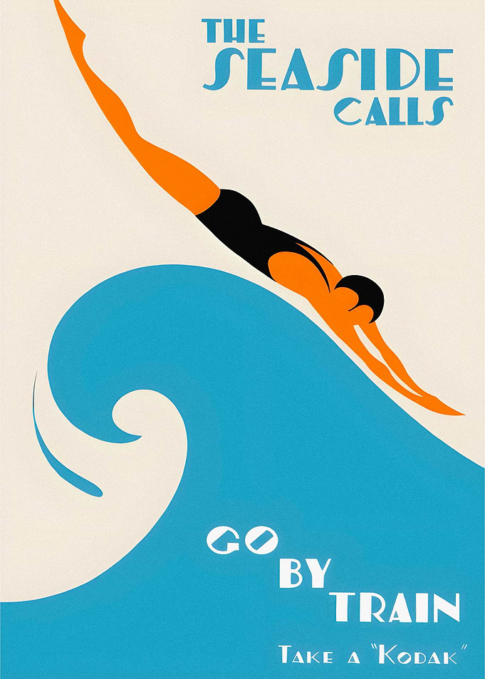 The Seaside Calls Vintage Travel Poster