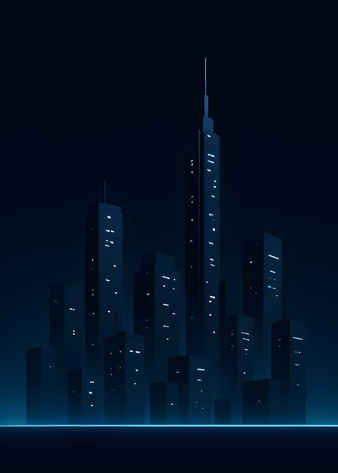 Night Cityscape in Blue