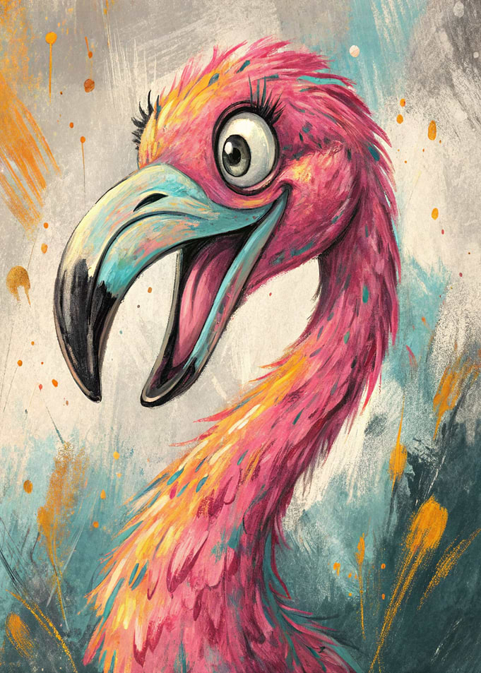 Cartoon Flamingo Portrait