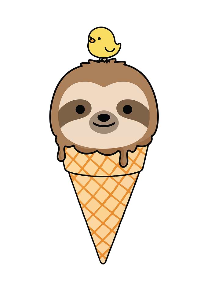 Sloth Ice Cream with Bird Topping