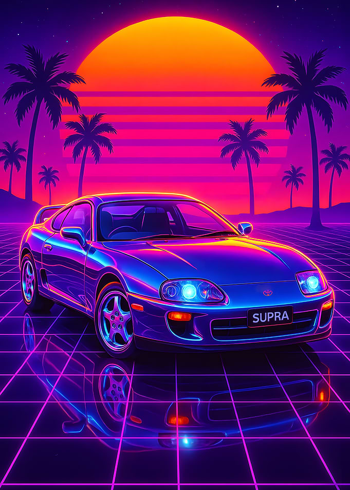 Retro Supra MK4 Neon Landscape