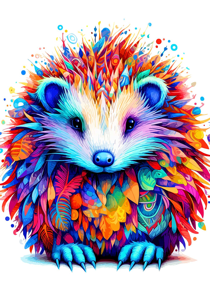Colorful Hedgehog Portrait
