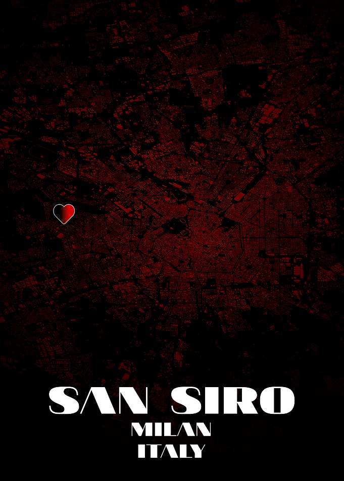 San Siro, Milan, Italy Map Art
