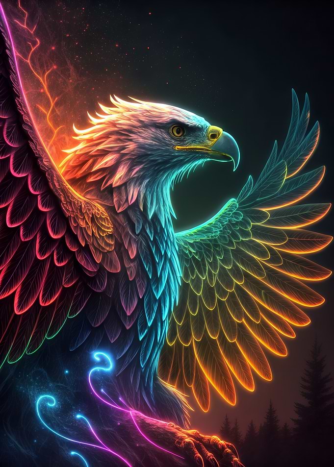 Neon Eagle Portrait