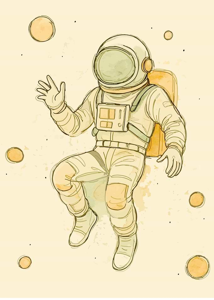 Watercolor Astronaut in Space