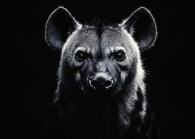 Monochrome Hyena Portrait