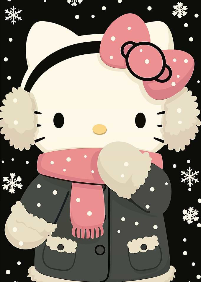 Winter Hello Kitty Illustration