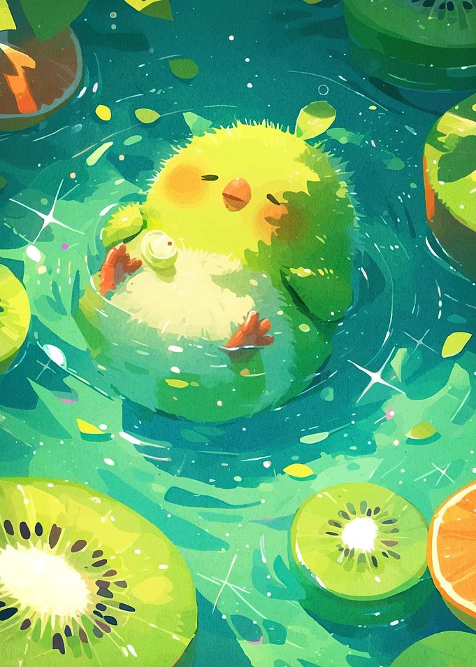 Cute Chick Relaxing Kiwi Water