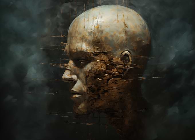 Stone Head Profile in Dark