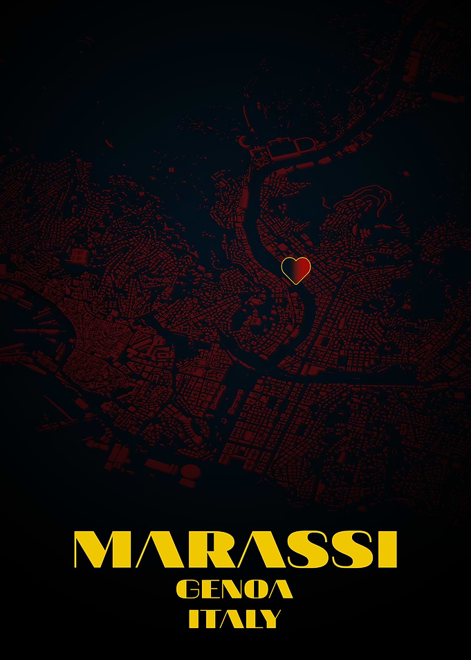 Marassi, Genoa, Italy Map Art
