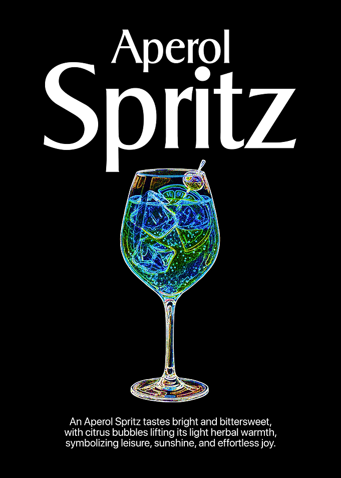Minimalist Aperol Spritz Poster – Elegant Bold Cocktail Art Print
