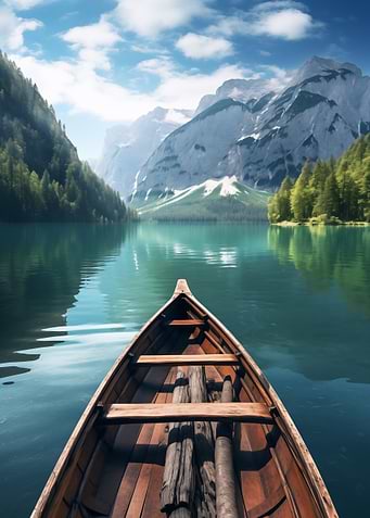 Wooden Boat on Lake
