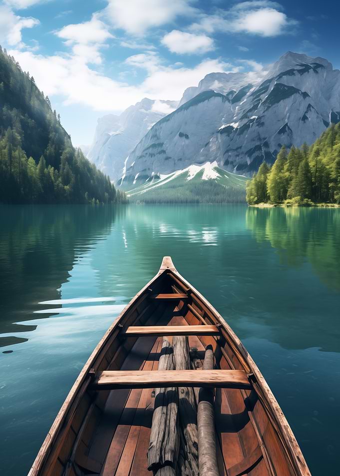 Wooden Boat on Lake